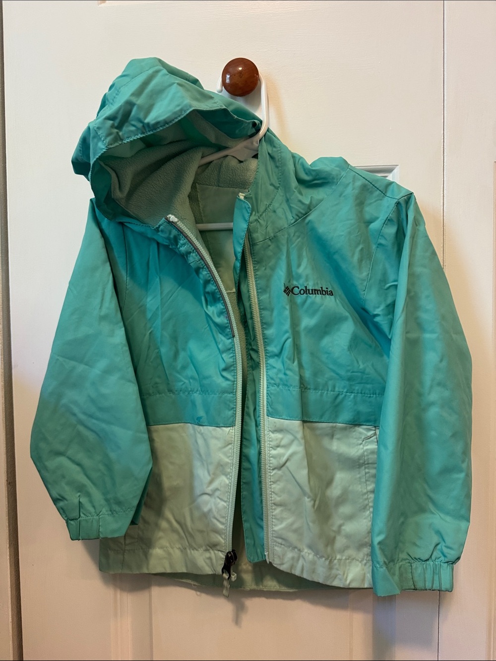 Columbia Kids Teal Two-Tone Hooded Rain Jacket